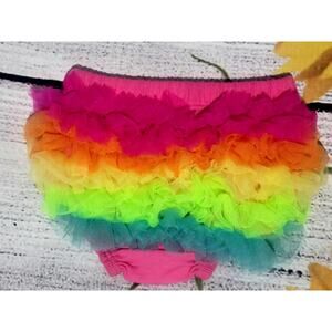 Baby‎ Girls Multicolored Hot Pink Ruffle Bloomers XS